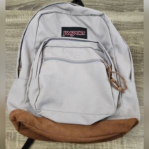 Vintage Jansport Originals Backpack Suede Leather Bottom College Men's Gray